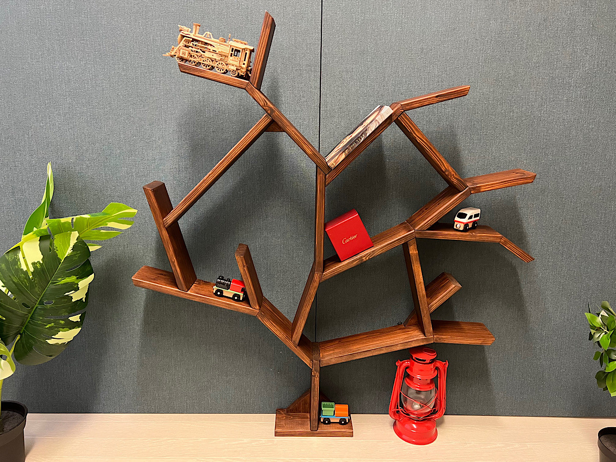 【送料無料】 ウォールシェルフ ブランチツリー 台付き SPF ブラウン 送料無料】 ウォールシェルフ ブランチツリー 台付き SPF ブラウン