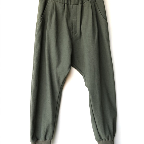 裾リブ！メンズ！綿麻サルエルタイプ・ワークパンツ【gri:n ai