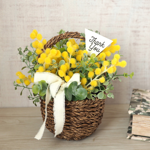 ミモザとユーカリのリース Artificial flower リース QUEUE DE RANUN