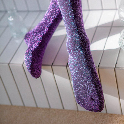 キラキララメ_ハイソックス＿全5色 靴下 momo 通販 11033913｜Creema