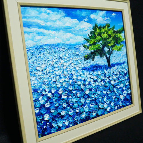 油絵 ネモフィラ畑【色紙】 絵画 HR 通販 11033949｜Creema(クリーマ