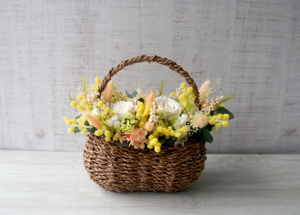 感謝の気持ちを伝える Flower basket ミモザ 7枚目の画像