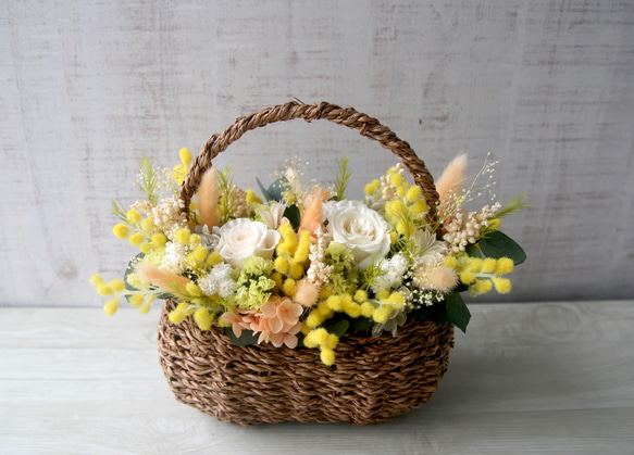 感謝の気持ちを伝える Flower basket ミモザ 4枚目の画像