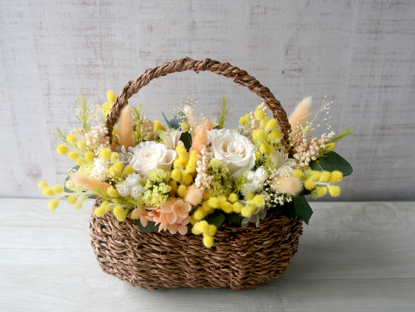 感謝の気持ちを伝える Flower basket ミモザ 9枚目の画像