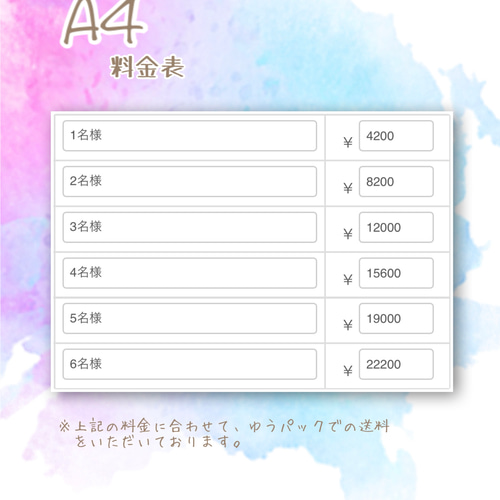 4名さま　A4サイズ【似顔絵オーダー】ナチュラルフレーム A4・B5サイズ ボックス型フレーム イラスト似顔絵 | 似顔絵