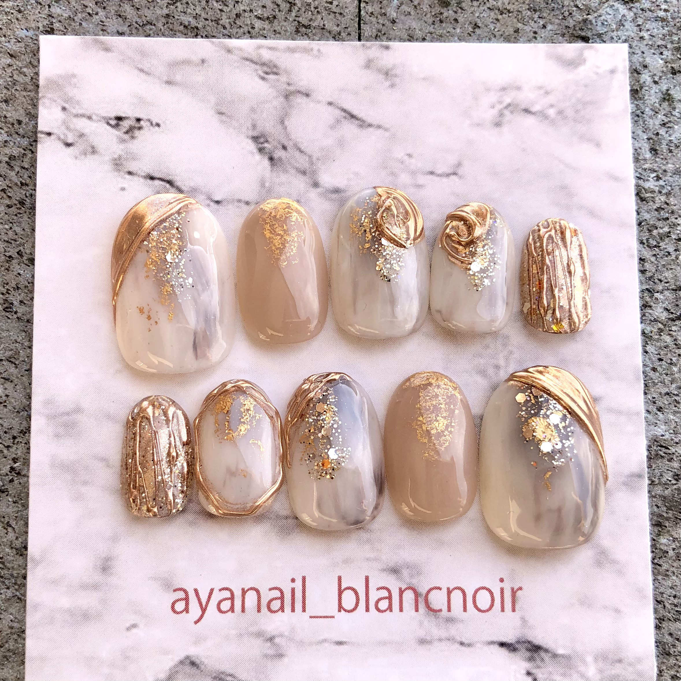 サイズオーダー　ネイルチップ　5240 ベージュ　ローズグレー　成人式　卒業式　ブライダル　ブラウン　着物　振袖　秋冬