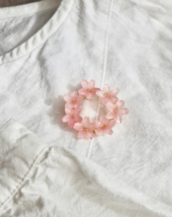 サークルブローチ•ふんわりピンクの桜 5枚目の画像