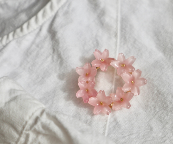 サークルブローチ•ふんわりピンクの桜 8枚目の画像