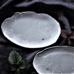 Junclay 生植物・ベリー プレートL　デザート皿 フルーツ皿 アクセサリートレー 陶器  洋食器 ギフト陶磁器 2枚目の画像