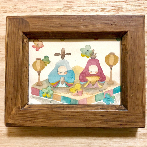 誰でも描けるハガキ絵【お雛様🎎】水彩画・初心者[hina dolls