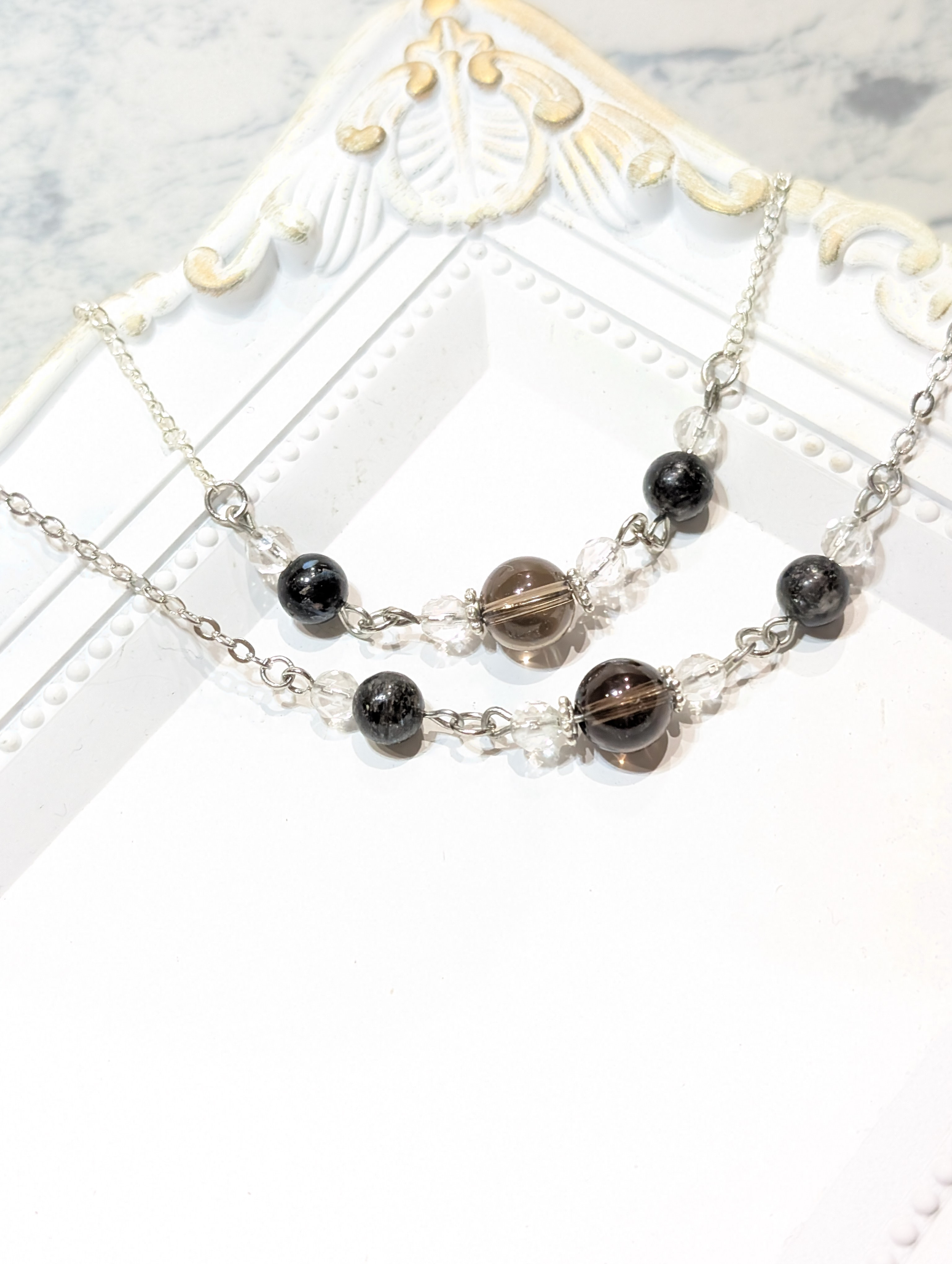 スモーキークォーツ×ルチルクォーツ　ネックレス