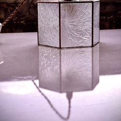【六角形】昭和レトロ　アンティーク硝子　ペンダントランプ（菊模様） 8枚目の画像