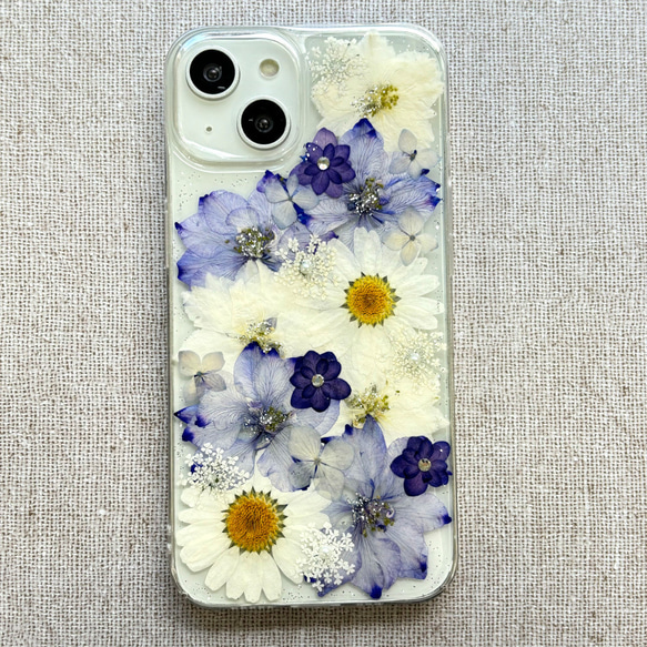 【ほぼ全機種対応スマホケース❁】押し花スマホケース NO.612 押し花＆レジン iPhone/Xperia他 3枚目の画像