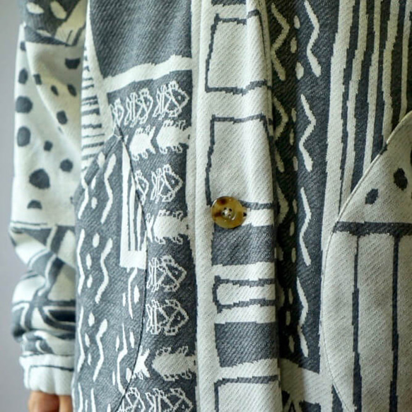 【福袋】灰色套裝-休閒開襟衫-UMIBE-+刺子編織衛衣/亞麻圖案 第19張的照片