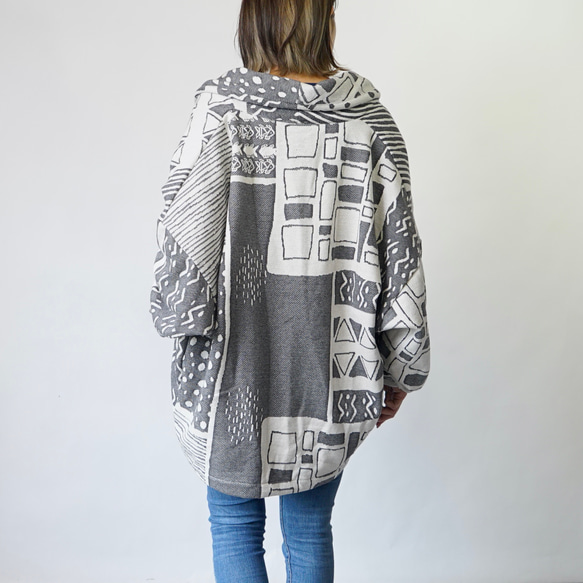【福袋】灰色套裝-休閒開襟衫-UMIBE-+刺子編織衛衣/亞麻圖案 第15張的照片