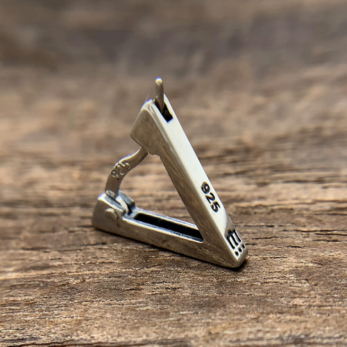 三角 フープピアス メンズ/シルバー925 片耳用/セカンドピアス