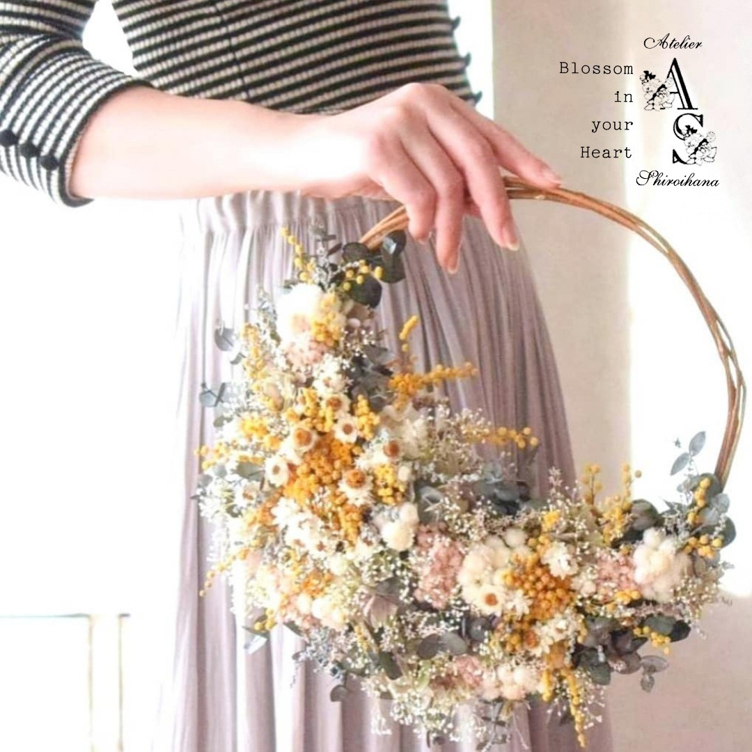 ⋆suco様専用 お申込み欄⋆ 春いろミモザ リースブーケ⋆ブートニア set《化粧箱入り・メッセージ付き》