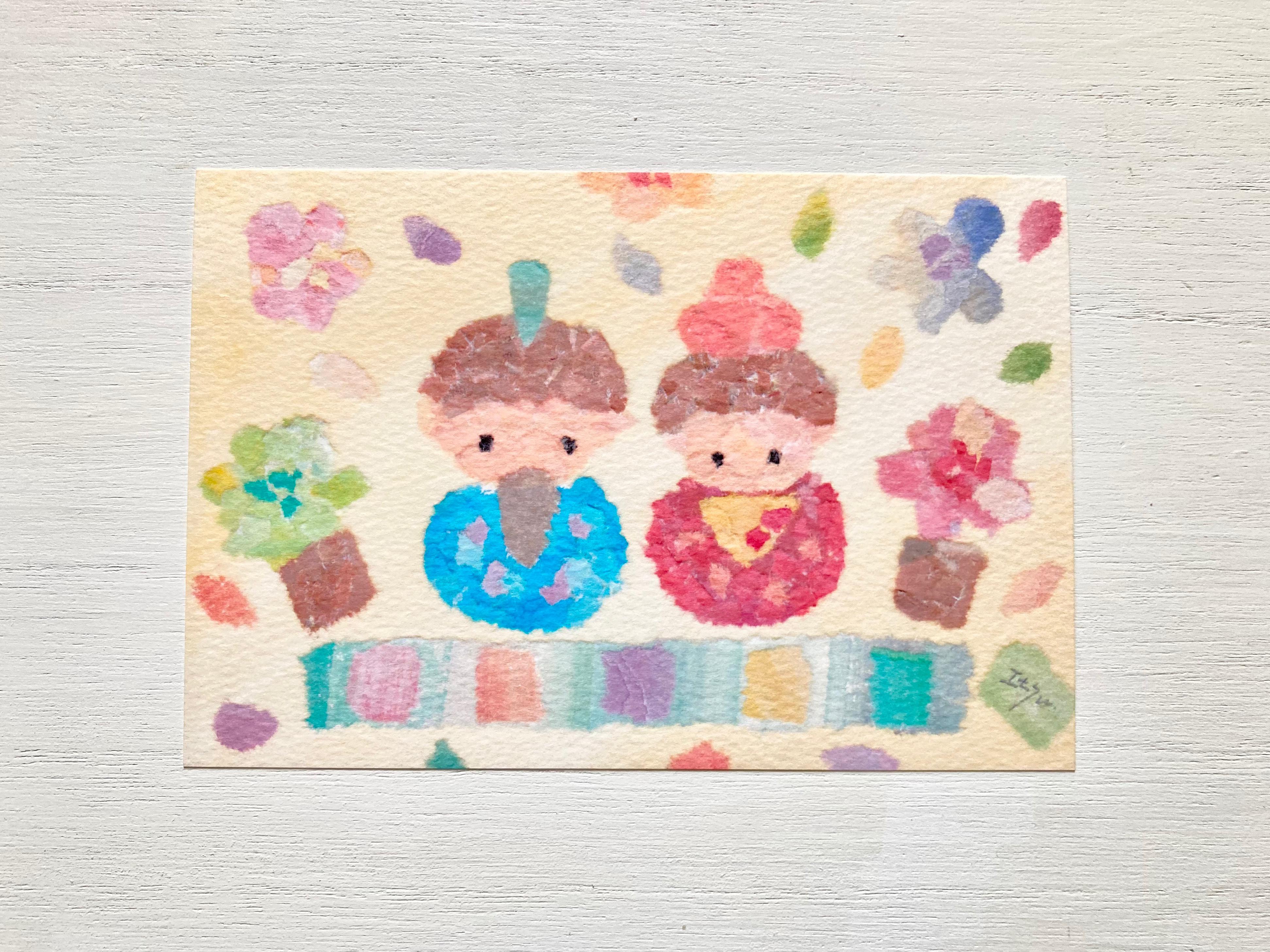 『おひなさま』　水彩色鉛筆画