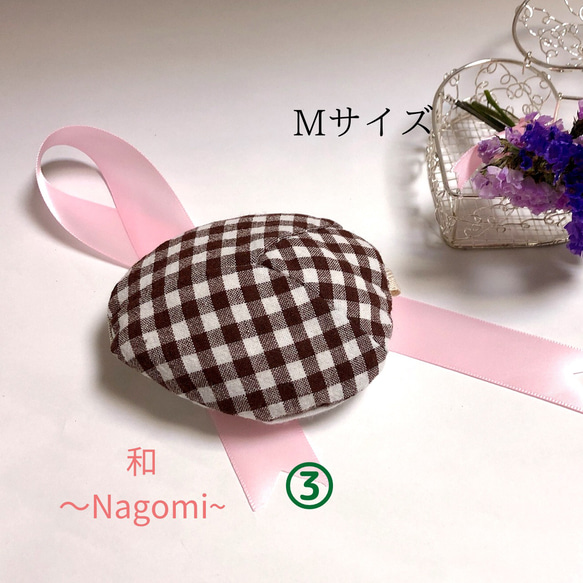 【Mサイズ】乳がん経験者が考えた乳がんパット　～和　Nagomi～③茶色チェック 1枚目の画像