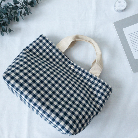 受注生産】ギンガムチェック トートバッグ トートバッグ my blue 通販