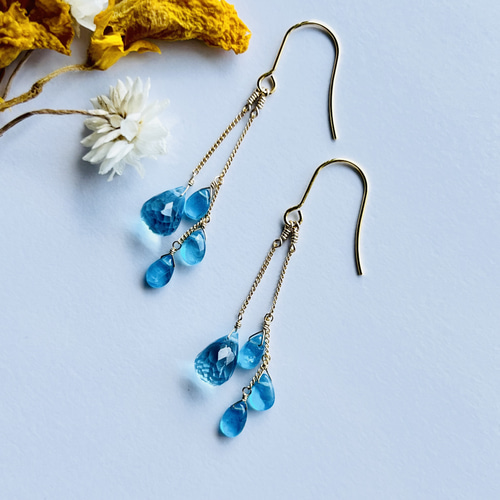 Kaya◆宝石質✧大粒スーパースイスブルートパーズピアス✧14kgf Kaya◇宝石質✧大粒スーパースイスブルートパーズピアス✧14kgf Kaya