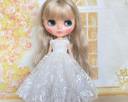 白いドレス 1／6ドール用 (りかちゃん、ブライスさん等
