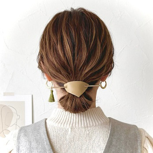 組合せ自由 本革 三角 マジェステ レザー ヘアアクセサリー かんざし