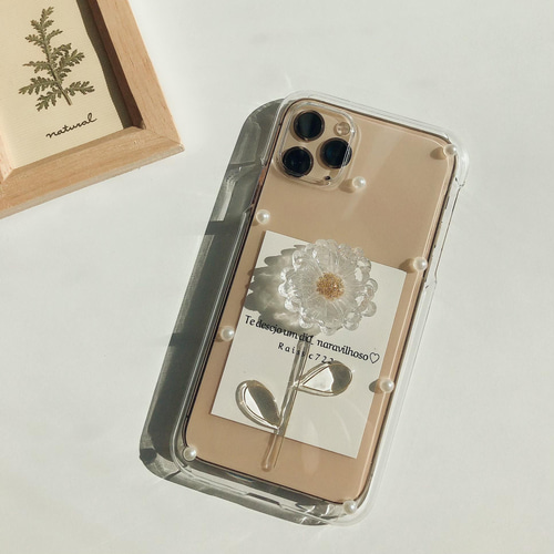 R17【パール有/無】一輪コスモス クリアケース スマホケース iPhone全