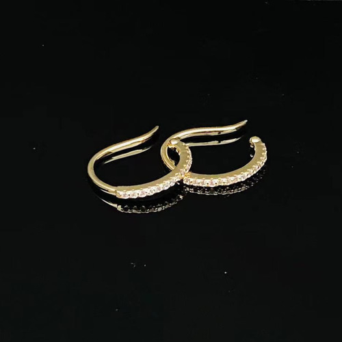 痛くないイヤリング/ゴールド耳開け不要クリスタルイヤーカフ/人気