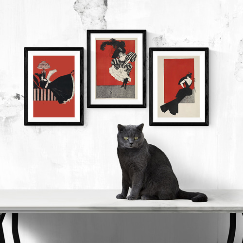 NO.9】ネズミにびっくりする女性アートポスター☆ヴィンテージおしゃれ