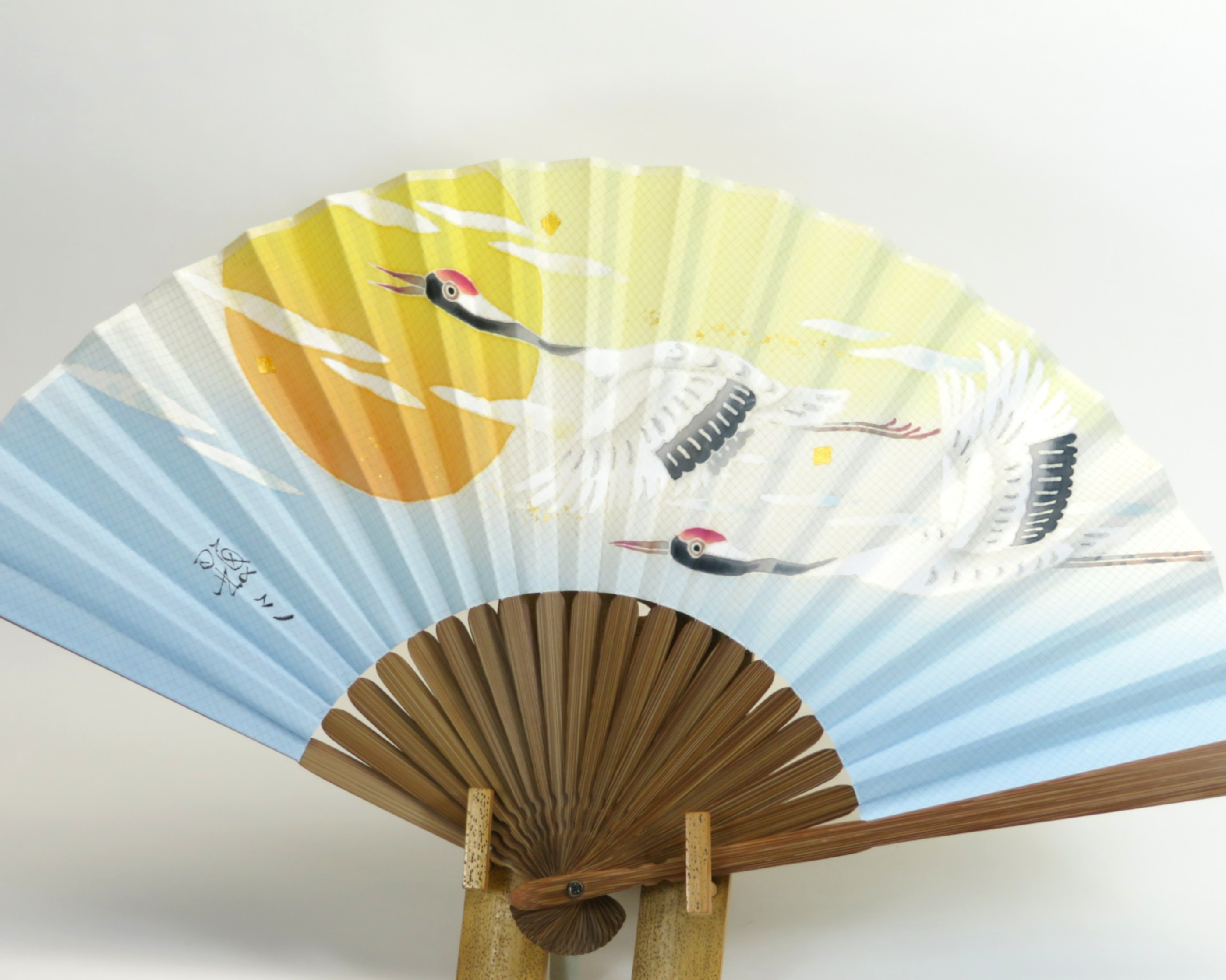 【双鶴】扇子　　　　新築　結婚祝いのインテリアとしての贈り物にいかがでしょうか。四季の飾りの和雑貨
