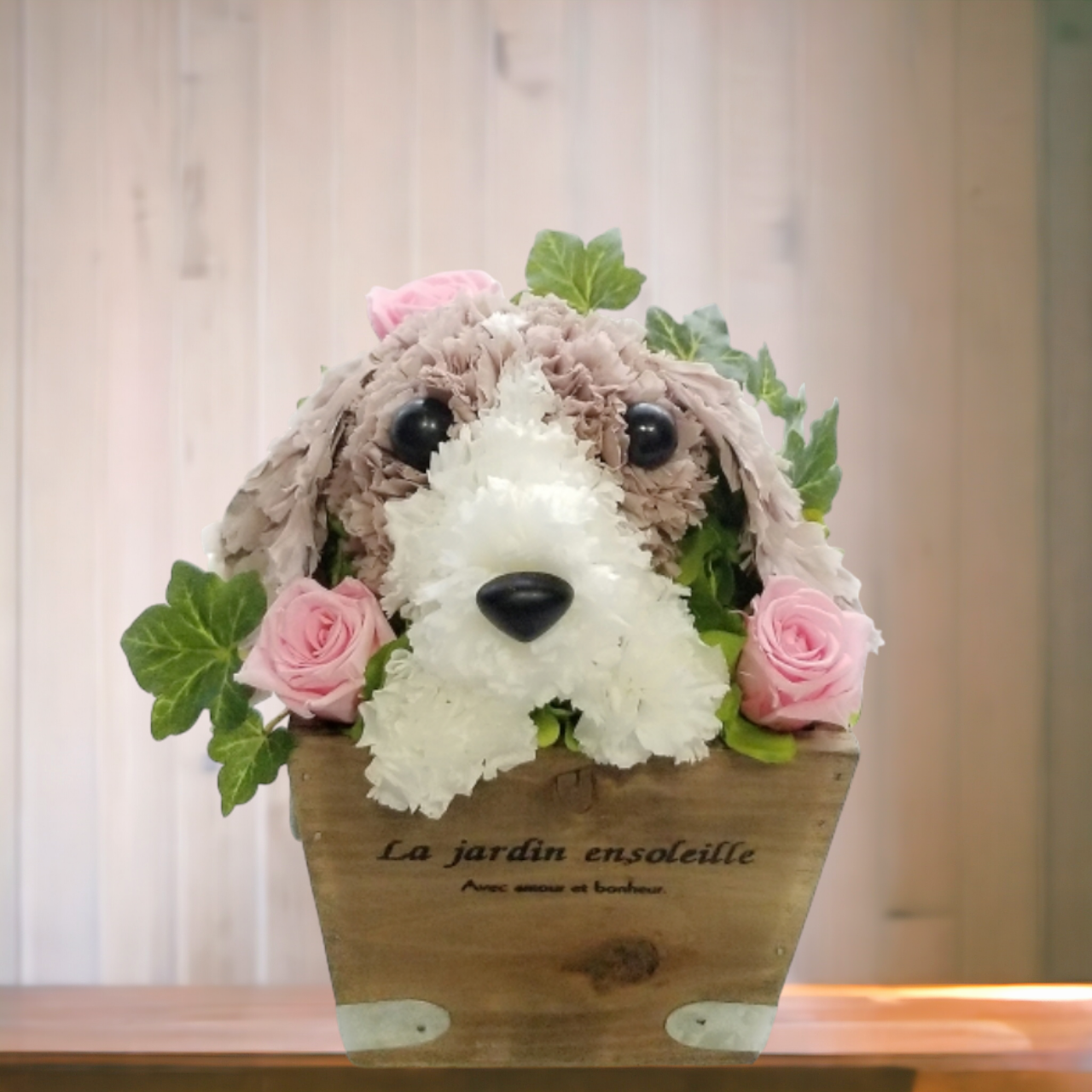 フラワーペット【ビーグル】プリザーブドフラワー カーネーション 犬 誕生日 母の日 動物 花  ペット お供え  いぬ