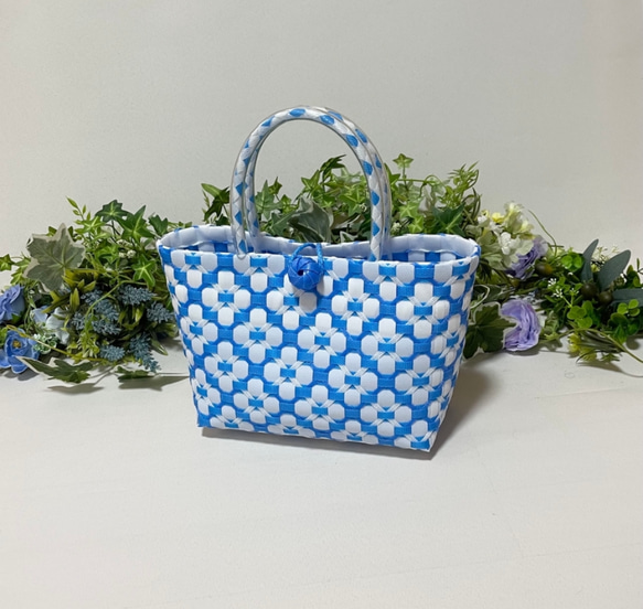 ppバンドの かごバッグ 水に強くて丈夫 小さめサイズ スパバッグ お