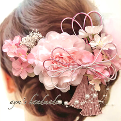 ピンク 花柄 着物。髪飾り。袴 特集掲載】大人気♡桜 ピンク 和装 髪飾り 振袖 着物 袴 色打掛