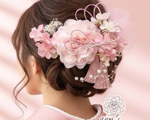 ピンク　和装髪飾り　振袖髪飾り　成人式髪飾り　着物髪飾り　色打掛髪飾り　結婚式 特集掲載】大人気♡桜 ピンク 和装 成人式用髪飾り 振袖 着物 袴 色打