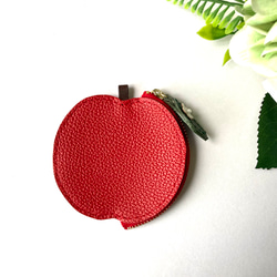 りんごのレザーコインケース・小さいポーチ・送料無料 小銭入れ