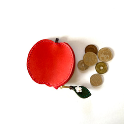 りんごのレザーコインケース・小さいポーチ　『送料無料』 5枚目の画像