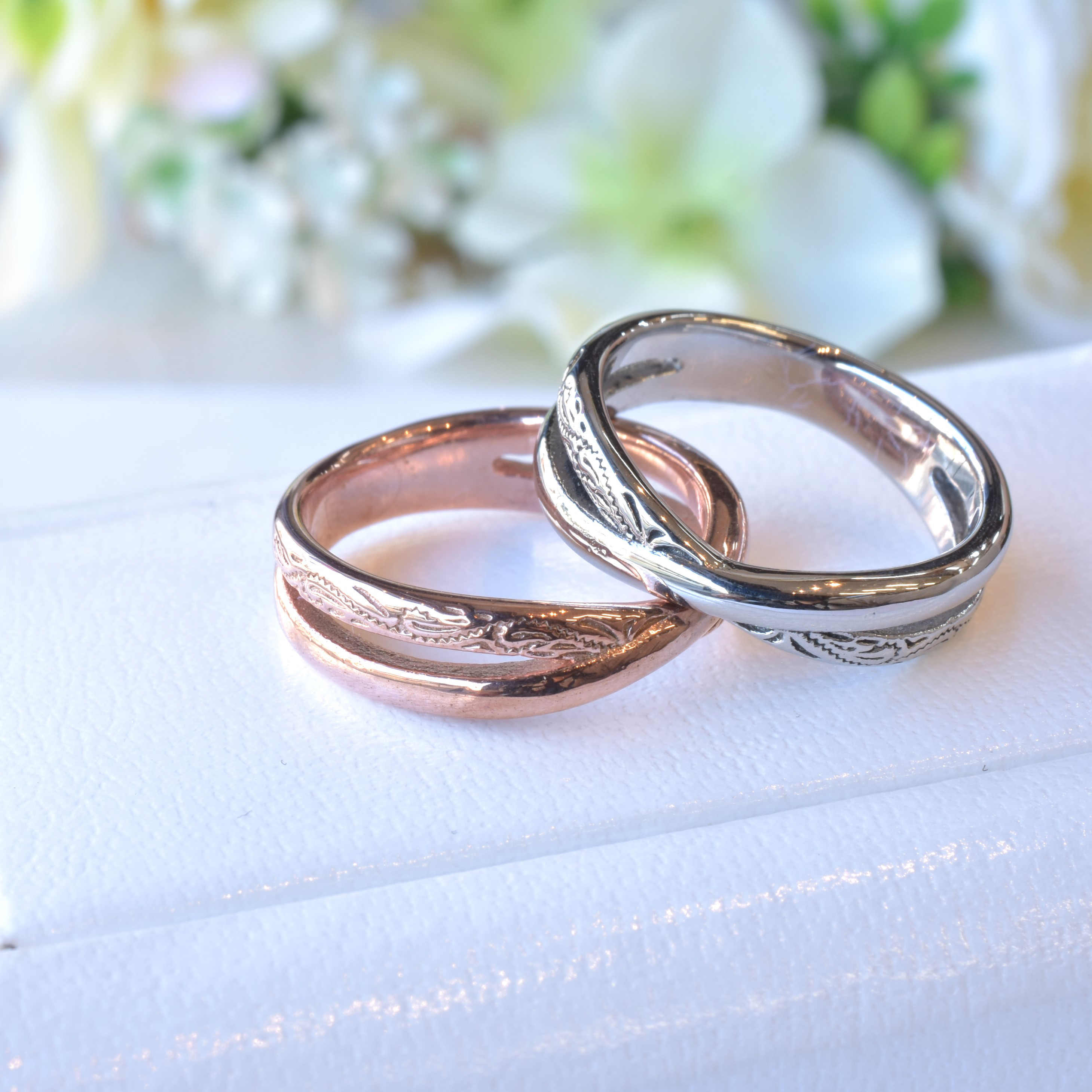 ハワイアンインフィニティペアリング 刻印無料 金属アレルギー対応 サージカルステンレス 結婚指輪 ブライダル 記念日