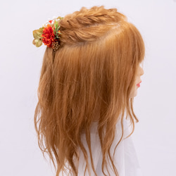 【卒業式の袴の髪飾りハーフアップS】ドライフラワー風アーティフィシャルフラワーのヘッドパーツ 卒園式にも＊ 7枚目の画像