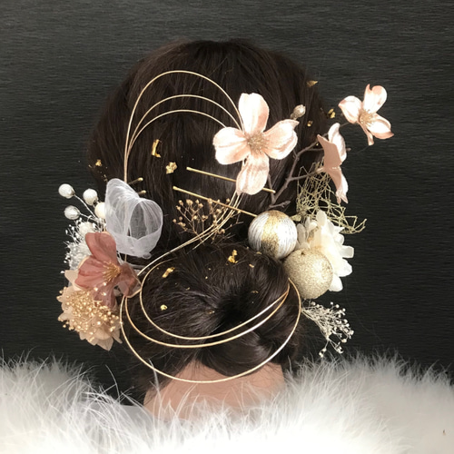 成人式 ハナミズキ 髪飾り プリザーブドフラワー 結婚式 卒業式 振袖