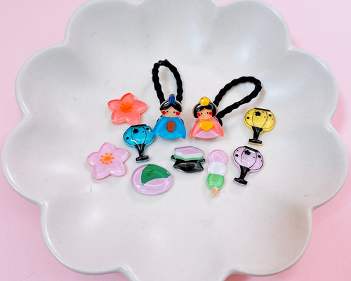 ひなまつり ミニヘアゴム【2個セット】ゴム付け替え可能 雑貨・その他