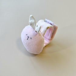 リストラトル(うさぎピンク)オーガニックコットン使用☆ガラガラ☆にぎにぎ☆出産祝い☆プチギフト☆赤ちゃんのおもちゃ 3枚目の画像