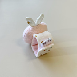 リストラトル(うさぎピンク)オーガニックコットン使用☆ガラガラ☆にぎにぎ☆出産祝い☆プチギフト☆赤ちゃんのおもちゃ 4枚目の画像