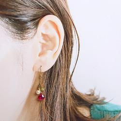 紅寶石[Ruby]鏈條設計耳環 第3張的照片