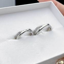 ダイヤモンド付き ハワイアン2連クロス ペアリング  指輪 ステンレス  刻印 マリッジリング 結婚指輪 7枚目の画像