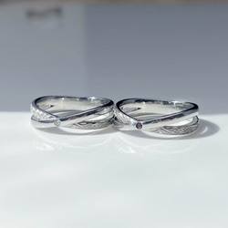 ダイヤモンド付き ハワイアン2連クロス ペアリング  指輪 ステンレス  刻印 マリッジリング 結婚指輪 10枚目の画像