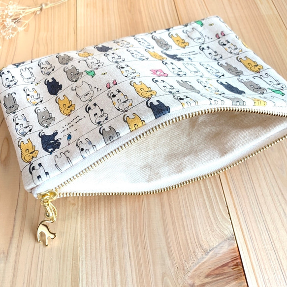 感謝価格　SALE ユキエモン　10cmファスナー 猫耳フラットポーチ　人気 感謝価格 SALE ユキエモン 10cmファスナー 猫耳フラットポーチ