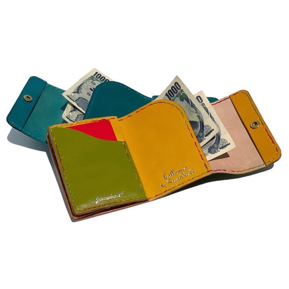 【22色から選べる・名入れ対応】ミニマル過ぎないシンプルな小さい革製お財布 栃木レザー 2枚目の画像