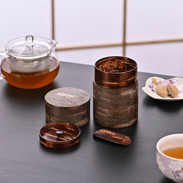 茶筒 総皮茶筒茶箕セット – Tomioka-Shoten