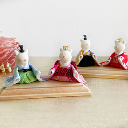 福福猫雛様（木製台座付）桃の節句　受注製作　ひな人形 白猫　ひな祭飾り　親王飾り 9枚目の画像